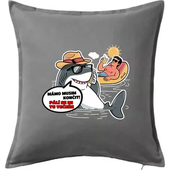 Polštář Žralok musím končit - Polštář 50x50 - 50x50 - Pouze potah ( Tmavě šedý melír )