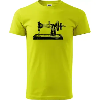 Šicí stroj - starý kreslený - Klasické pánské triko vyšší gramáže - S ( Limetková )