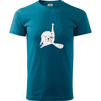 Kočka čistotná (studio-arte.cz) - Klasické pánské triko vyšší gramáže - S ( Petrolejová )