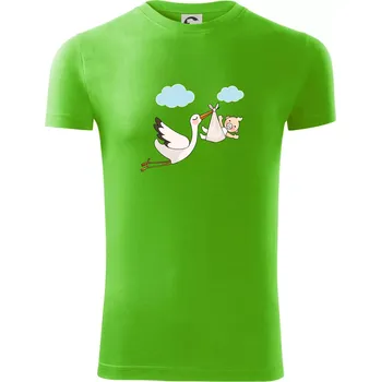 Pánská móda Čáp čekáme miminko - neutrální - Viper FIT - Pánské zůžené tričko - M ( Apple Green )