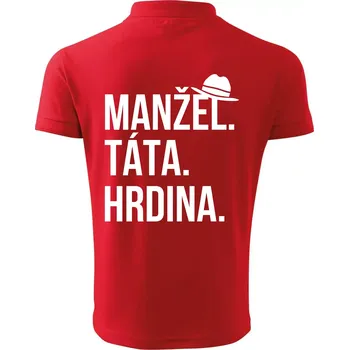 Pánská košile Manžel táta hrdina - Polokošile pánská Pique Polo 203 - XL ( Červená )