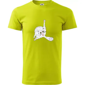 Pánské tričko Kočka čistotná (studio-arte.cz) - Klasické pánské triko vyšší gramáže - 2XL ( Limetková )