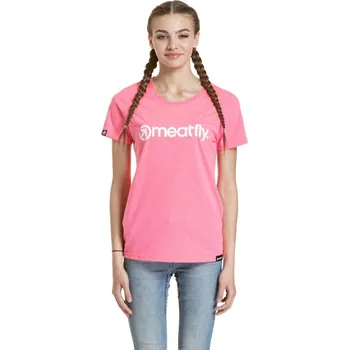 Dámské tričko Meatfly dámské tričko Ladies MF Logo Neon Pink | Růžová | Velikost XXL
