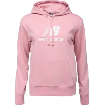 Dámská mikina Dámská mikina New Balance ESSENTIALS STACKED LOGO FRENCH TERRY HOODIE W XS Růžová, Bílá