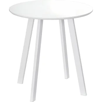 Jídelní stůl HOMCOM Jídelní stůl Kulatý kuchyňský stůl, odkládací stolek, jídelní stůl, zkosené nohy, bílý, 72x72x75cm| Aosom