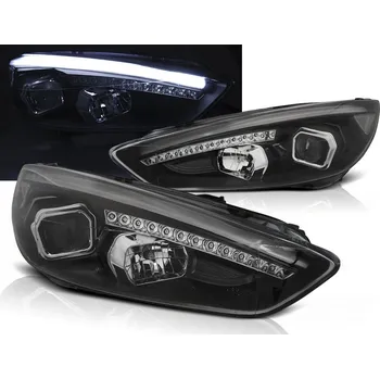 Přední světlomet FORD FOCUS MK3 15-18 - přední černá světla TUBE LIGHTS s LED denním svícením a LED blinkrem