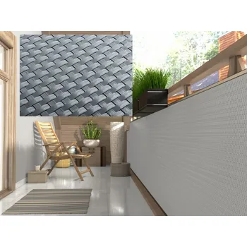 Krycí plachta Balkonová ratanová zástěna MALMO, světle šedá, výška 110 cm šířka různé rozměry 1300 g/m2 MyBestHome Rozměr: 110x100 cm