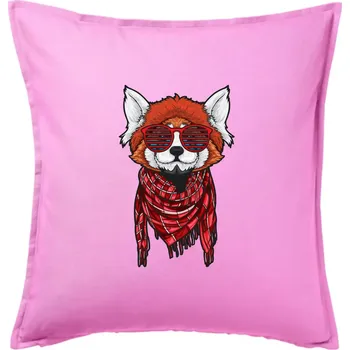 Polštář Červená panda hipster - Polštář 50x50 - 50x50 - Pouze potah ( Růžová )