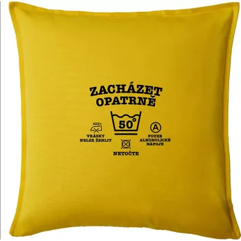 Polštář Zacházet opatrně 50 - Polštář 50x50 - 50x50 - Pouze potah ( Žlutá )