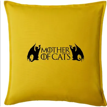 Polštář Mother of cats - draci - Polštář 50x50 - 50x50 - Pouze potah ( Žlutá )