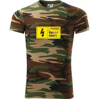 Pánské tričko Pozor vysoké napětí - Army CAMOUFLAGE - XL ( Hnědý maskáč )