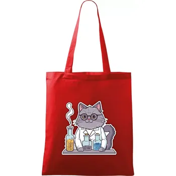 Kočka chemik - Taška bavlněná - 42 x 38 cm ( Červená )
