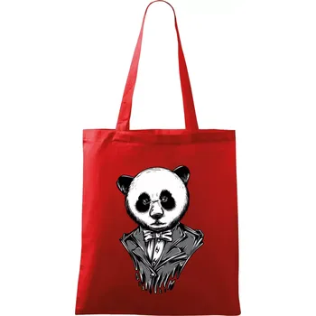 Panda gentleman - Taška bavlněná - 42 x 38 cm ( Červená )