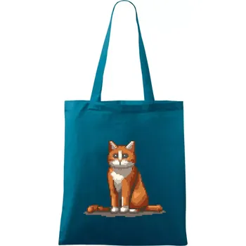 Kočka rezavá - Taška bavlněná - 42 x 38 cm ( Petrolejová )
