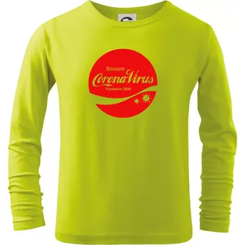 Dětská móda Corona virus pandemic logo - Triko dětské Long Sleeve - 134 cm/8 let ( Limetková )