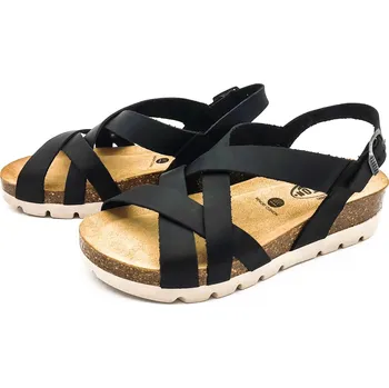 Dámské sandále Dámské kožené sandálky 355888 APURE NEGRO PISO Plakton černá Barva: piso, Velikost: 38