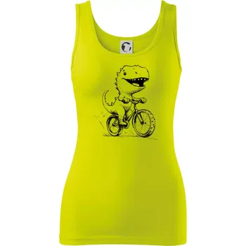 Roztomilý Dinosaurus na kole - Dámské tílko - XS ( Limetková )