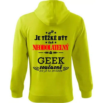 Pánská móda Je těžké být neodolatelný geek - Mikina s kapucí na zip trendy zipper - XL ( Limetková )