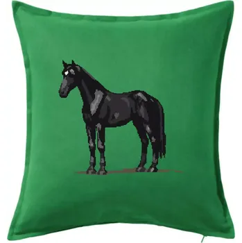 Polštář Černý kůň pixel - Polštář 50x50 - 50x50 - Pouze potah ( Středně zelená )