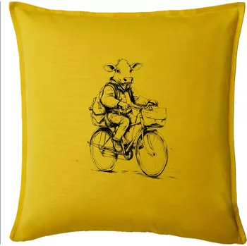 Polštář Kráva v obleku na kole - Polštář 50x50 - 50x50 - Pouze potah ( Žlutá )