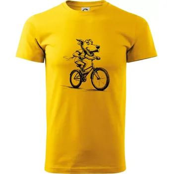 Pes na kole - Triko extra velké (5-8XL) - 8XL ( Žlutá )