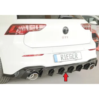 PC tuning Rieger vložka zadního nárazníku pro Volkswagen Golf 8 GTI Clubsport 5-dvéř., plast ABS lakovaný do černé lesklé barvy