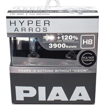 Autožárovka Autožárovky PIAA Hyper Arros 3900K H8 - o 120 % vyšší svítivost, zvýšený jas