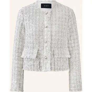 Dámský svetr Oui Dámská Buklé Bunda S Flitry, světle šedá / bílá /...