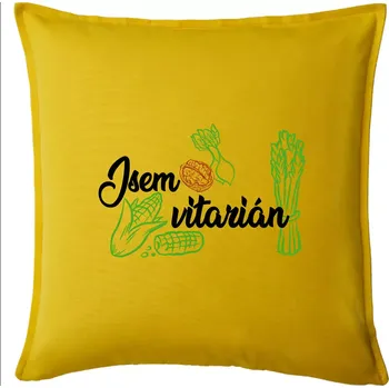 Polštář Jsem vitarián - nápis - Polštář 50x50 - 50x50 - Pouze potah ( Žlutá )