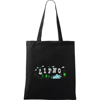 Nákupní taška Jezero Lipno - Taška bavlněná - 42 x 38 cm ( Černá )