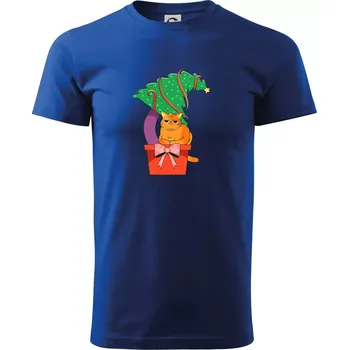 Pánské tričko Kočka a stromeček - Triko extra velké (5-8XL) - 7XL ( Královská modrá )
