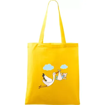 Čáp čekáme miminko - kluk - Taška bavlněná - 42 x 38 cm ( Žlutá )