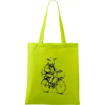 Kráva v obleku na kole - Taška bavlněná - 42 x 38 cm ( Limetková )