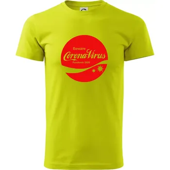 Corona virus pandemic logo - Klasické pánské triko vyšší gramáže - M ( Limetková )
