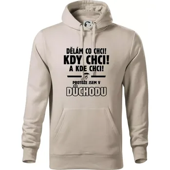 Pánská mikina Dělám co chci, kdy chci důchod - Mikina pánská Cape s kapucí - 4XL ( Ledově šedá )