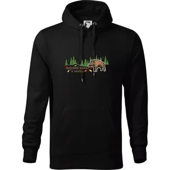 Pánská mikina Největší kanec v revíru - Mikina pánská Cape s kapucí - 5XL ( Černá )