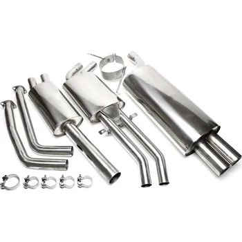 Zadní díl výfuku TA Technix sportovní nerezový catback výfuk - BMW 3 E46 320 / 323 / 328 kromě Compact / Diesel, 2x 76 mm rovná nerezová koncovka s pertlem