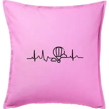 Polštář EKG létání balonem - Polštář 50x50 - 50x50 - Pouze potah ( Růžová )