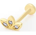 Lillian Vassago Zlatý piercing labreta květ lotosu se zirkony LLV92-GPI019LB