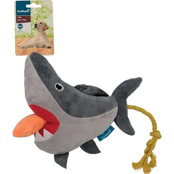 Hračka pro psa ZooRoyal plyšový žralok s lanem a pískátkem