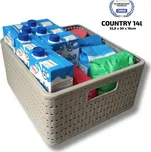 Rotho Plastový košík COUNTRY, rovný, béžový - 14l, 30x33x16 191805272