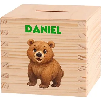 Pokladnička ČistéDřevo Dětská dřevěná pokladnička - Cesta lesem Medvěd