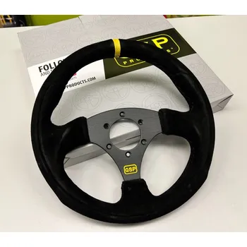 Herní volant QSP - sportovní volant semišový plochý 300mm