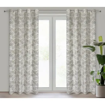 Povlečení Hotový závěs MIRA naturální / hnědý - na průchodkách