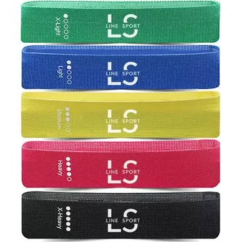 Sada 5 odporových gum na cvičení – látkové pásky Flex Band Line Sport