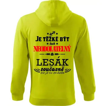 Pánská mikina Je těžké být neodolatelný lesák - Mikina s kapucí na zip trendy zipper - XL ( Limetková )