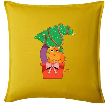 Polštář Kočka a stromeček - Polštář 50x50 - 50x50 - Pouze potah ( Žlutá )