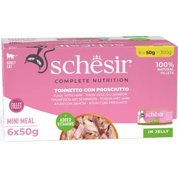 Volný čas 6x50g Schesir Complete Nutrition Filet v želé - tuňák se šunkou