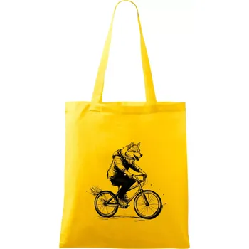 Vlk na kole - Taška bavlněná - 42 x 38 cm ( Žlutá )