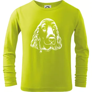 Dětská móda Kokršpaněl - hlava kreslená - Triko dětské Long Sleeve - 158 cm/12 let ( Limetková )